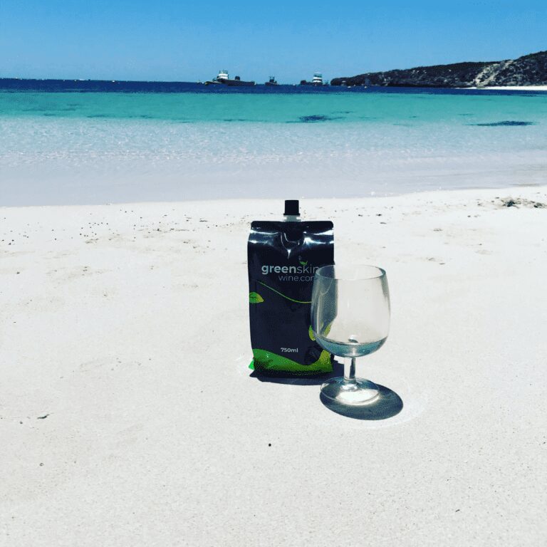 Greenskin Wine Package on a Beach