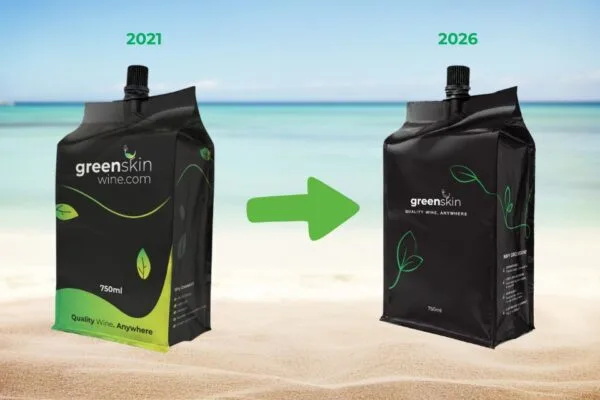 Same Greenskin. Just Better Dressed. Greenskin Wine's new Packaging.